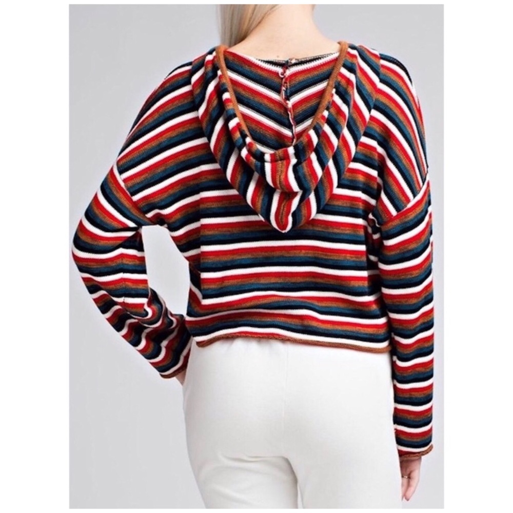 MULTICOLOR CROPPED BOUTIQUE TEDDY BEAR SOFT HOODIE - Picture 3 of 6